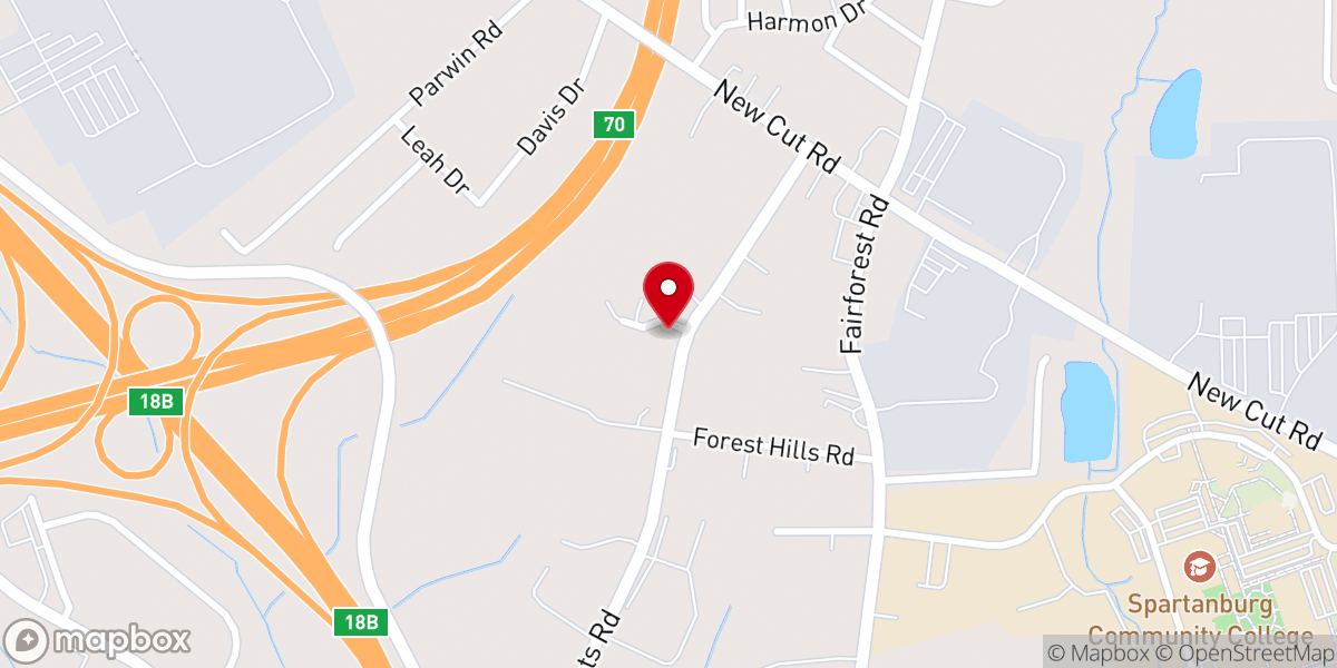 Map showing location of Cross Hill Community Church