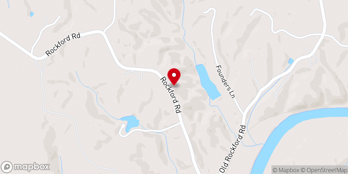 Map showing location of Rockford Baptist Church