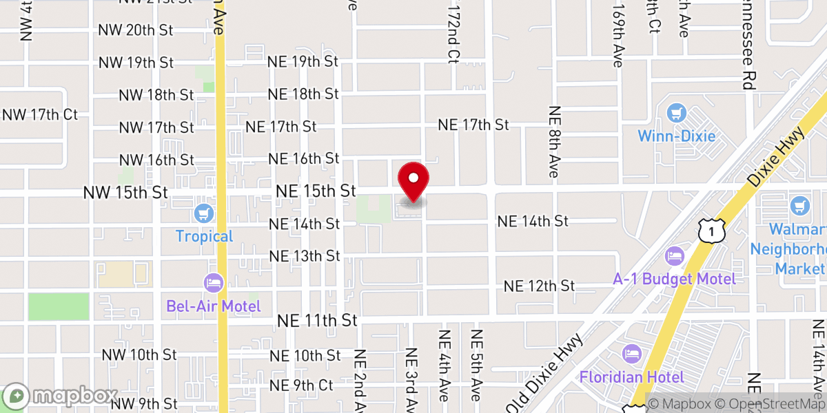 Map showing location of Victory Baptist Church