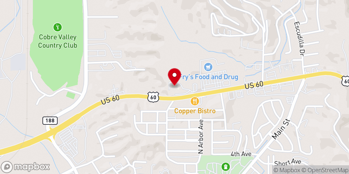 Map showing location of Travelodge by Wyndham Globe AZ