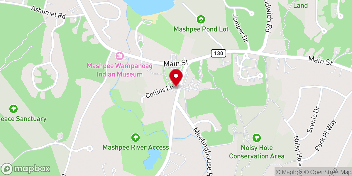 Map showing location of Mashpee Baptist Church