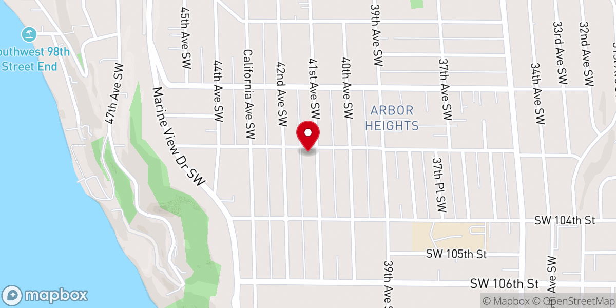 Map showing location of Arbor Heights Community Church