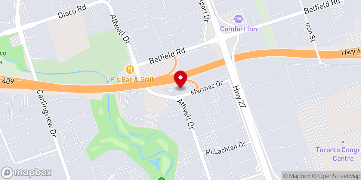 Map showing location of Toronto-Ghanaian Seventh-day Adventist Church