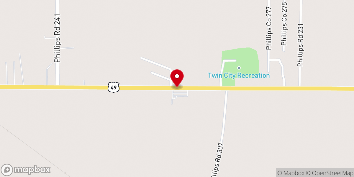 Map showing location of Twin City Church of Christ