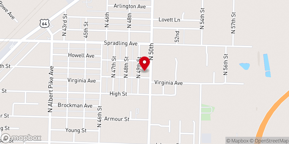 Map showing location of Spradling Baptist Church