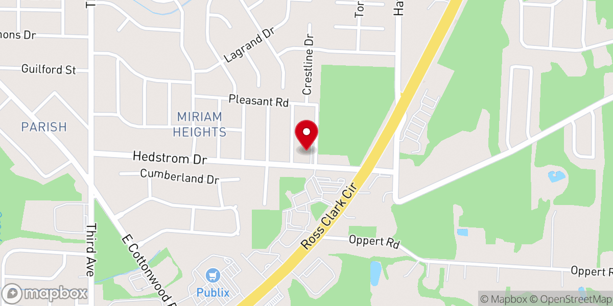 Map showing location of Dothan Church of God