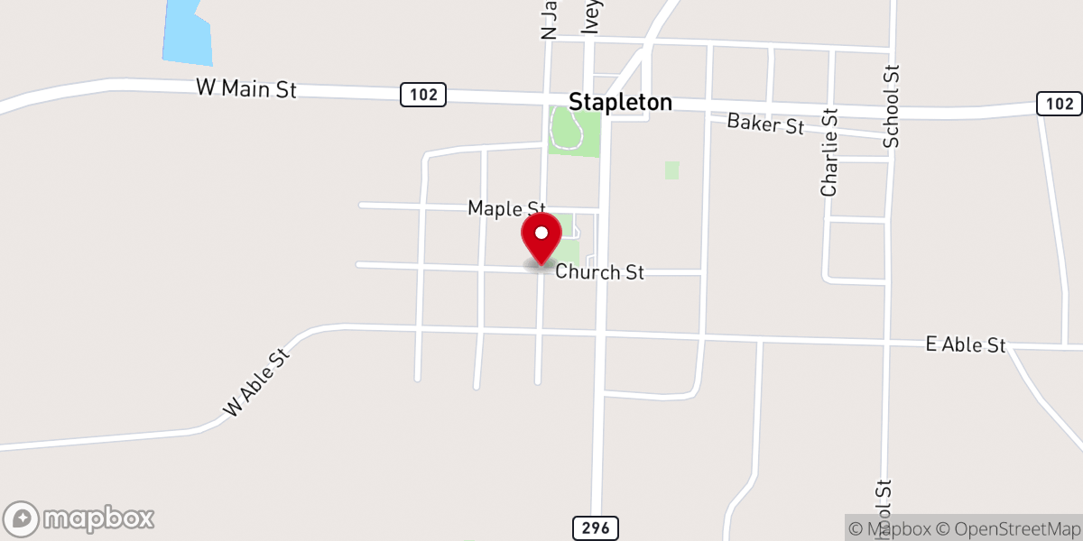Map showing location of Stapleton United Methodist Church