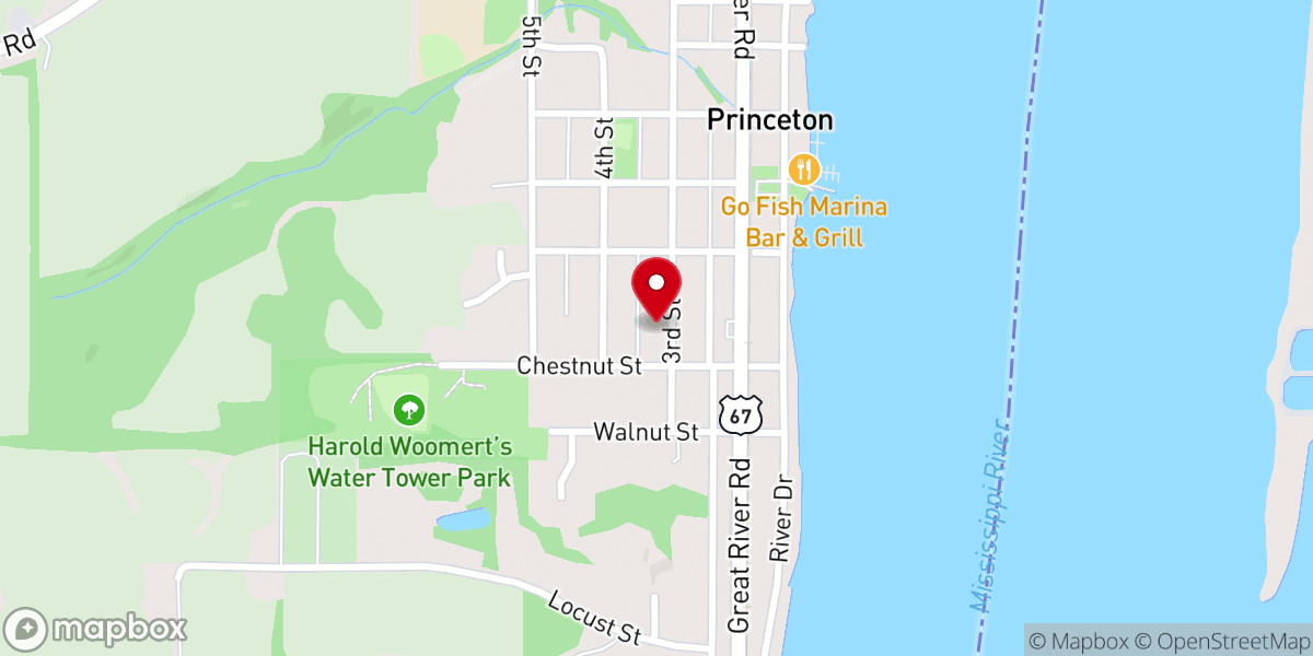 Map showing location of Princeton Presbyterian Church