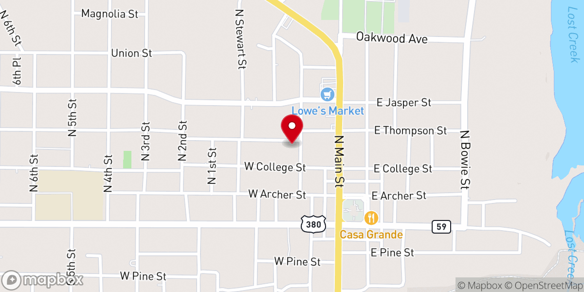 Map showing location of Casa De Oración Jacksboro