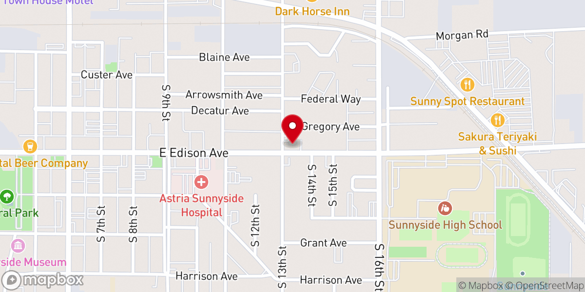 Map showing location of Sunnyside Church of Christ