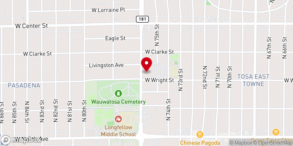 Map showing location of Saint Pius X Catholic Church