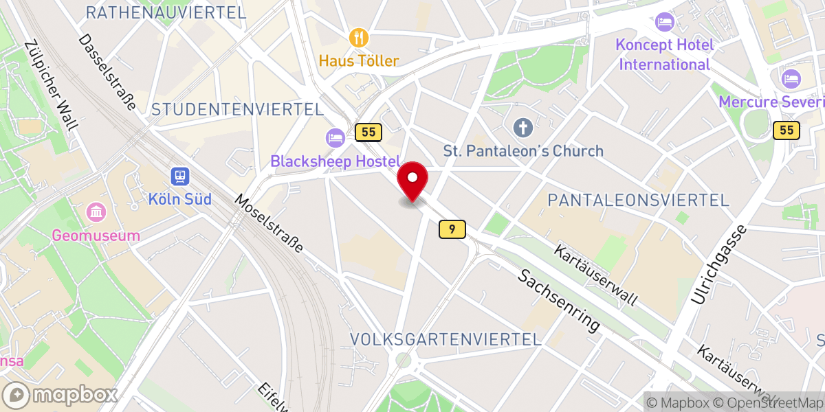 Map showing location of Internationale Freikirche Köln