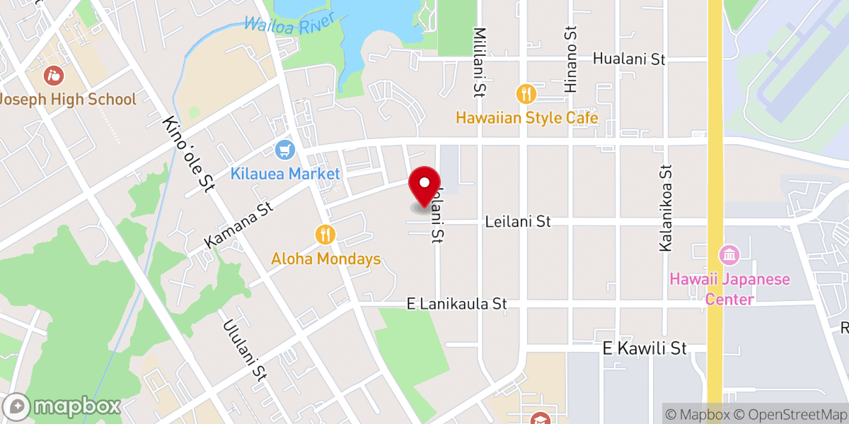 Map showing location of Tenrikyo Kilauea Church