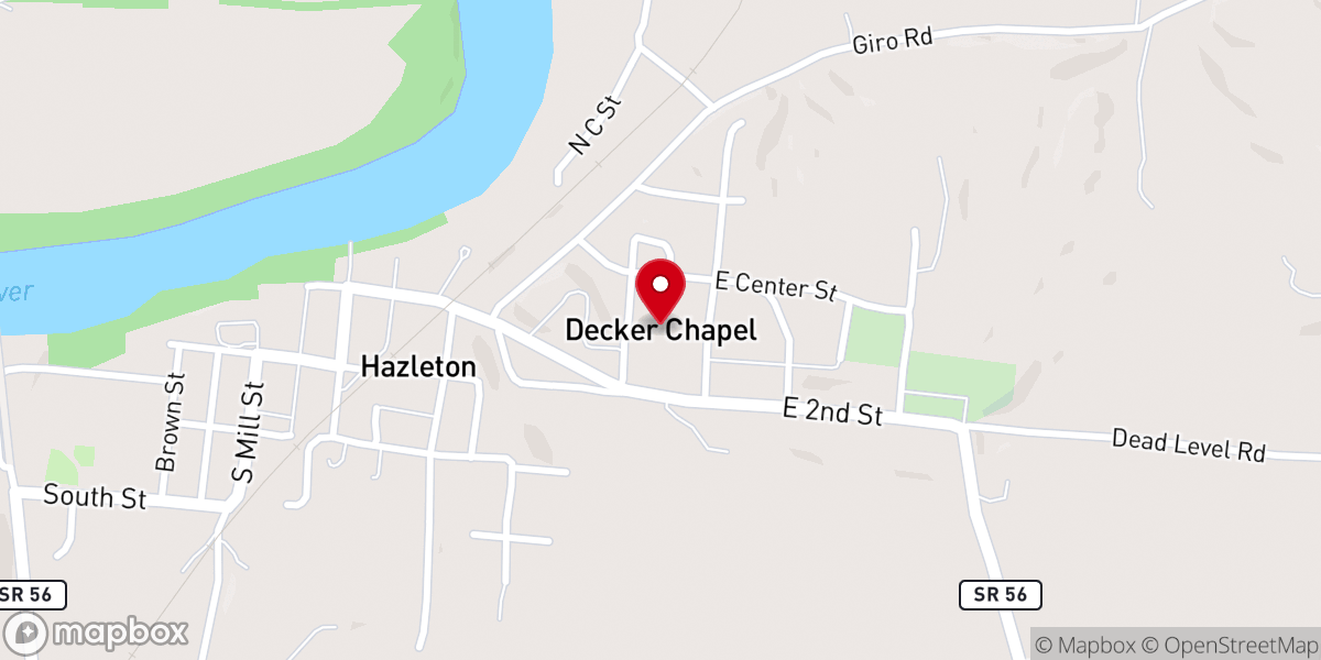 Map showing location of Decker Chapel
