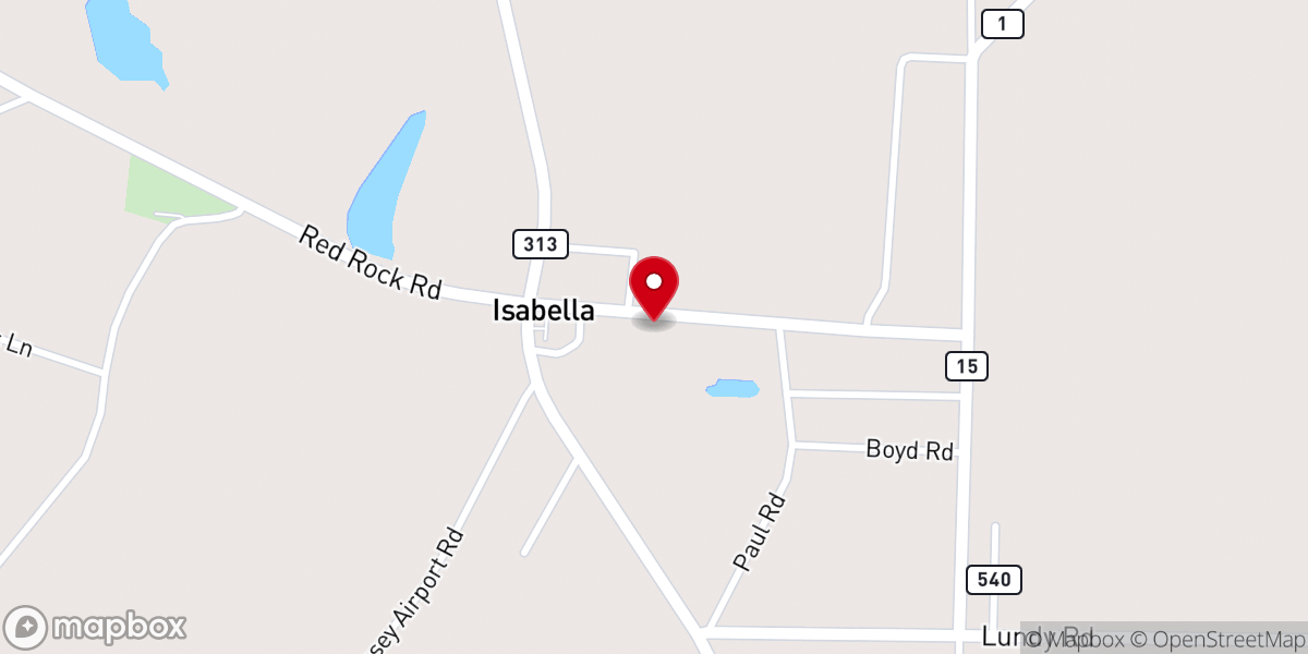 Map showing location of Isabella Baptist Church