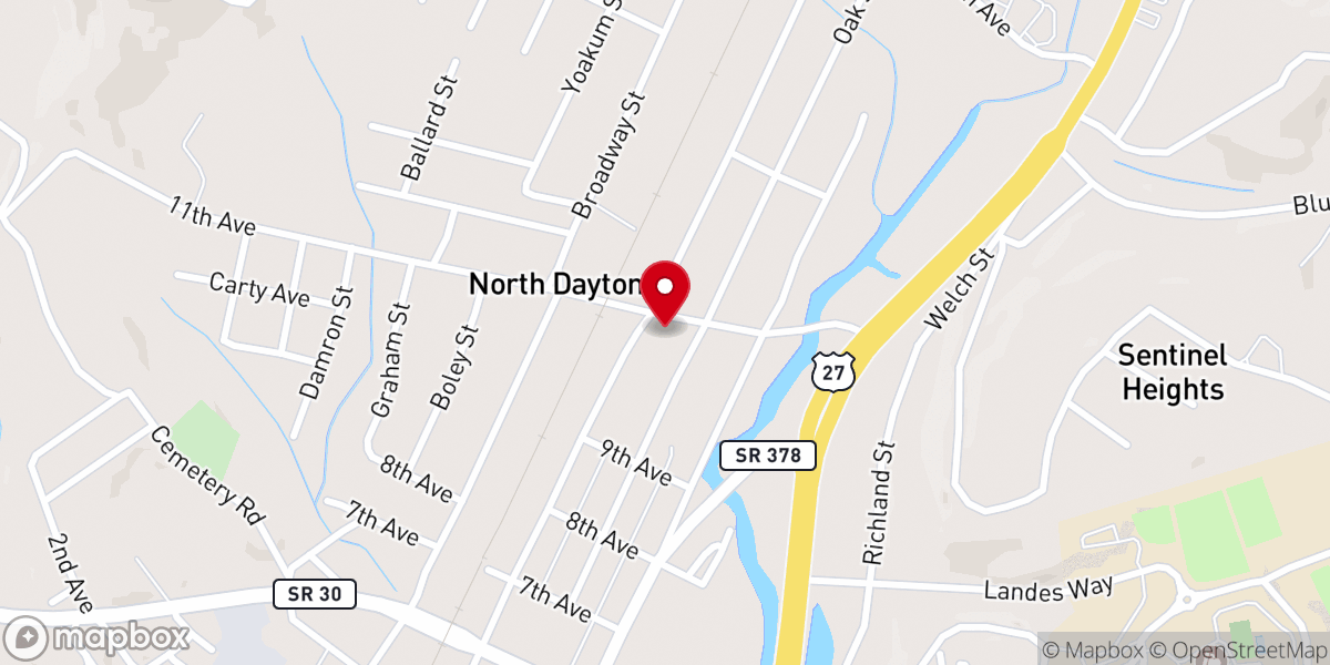 Map showing location of Victory Baptist Church