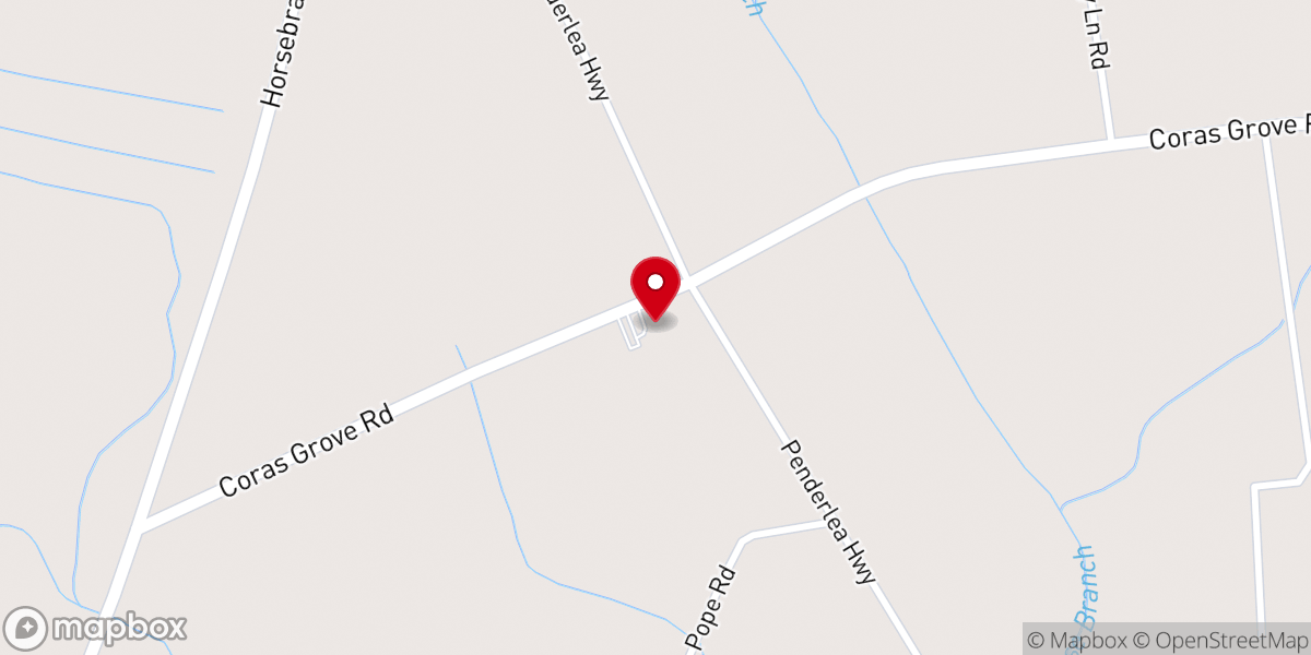 Map showing location of Cora's Grove PFWB Church