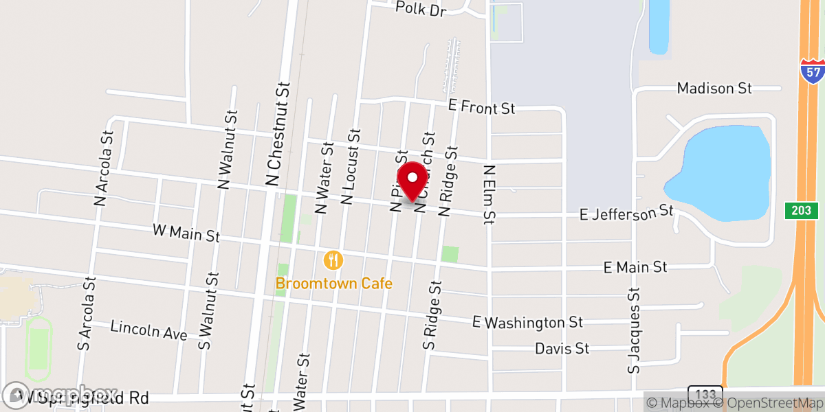Map showing location of Arcola Presbyterian Church