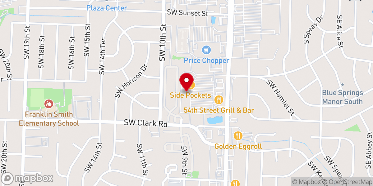 Map showing location of Abundant Life Church - Blue Springs