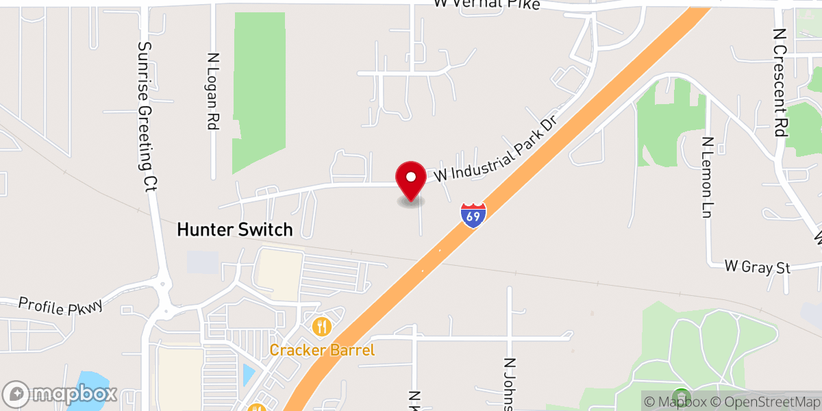 Map showing location of Hoosier Hills Food Bank