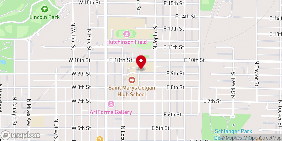 Map showing location of St Mary's Elementary School