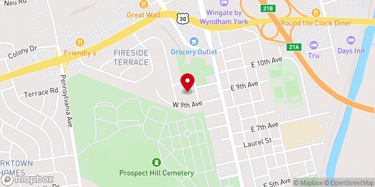 Map showing location of Messiah Church of York
