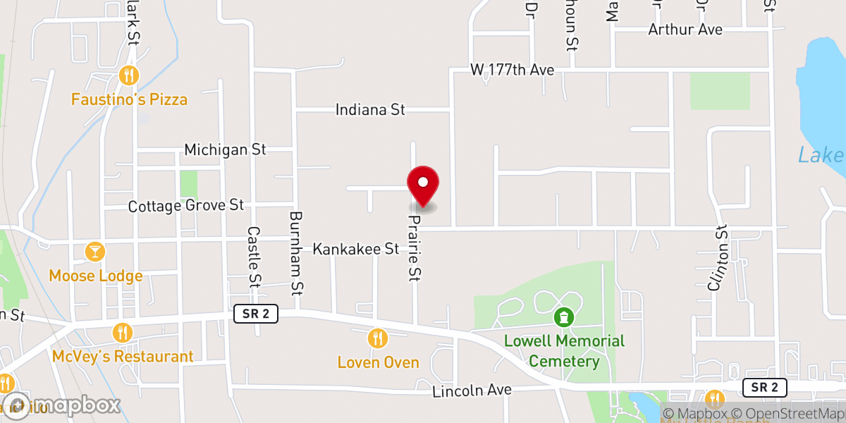 Map showing location of Prairie Street Church of Christ