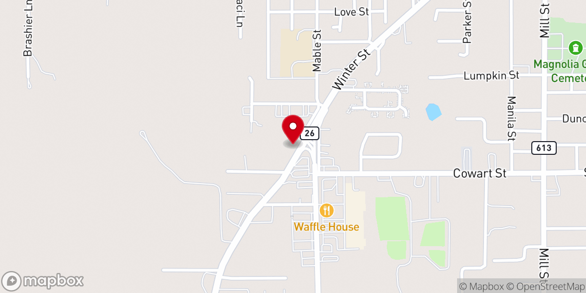 Map showing location of Lucedale Church of God
