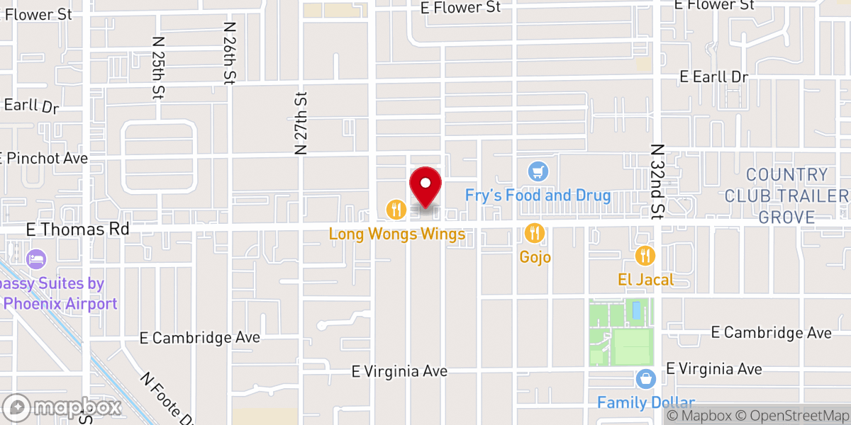 Map showing location of Eastside Baptist Church