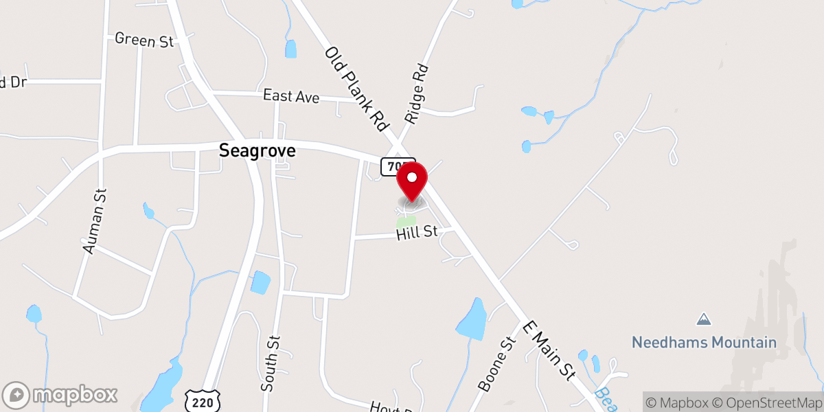Map showing location of Seagrove Christian Church
