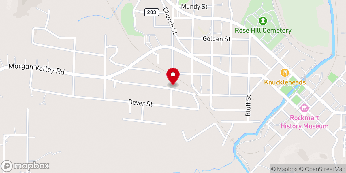 Map showing location of Zion Hill First Baptist Church