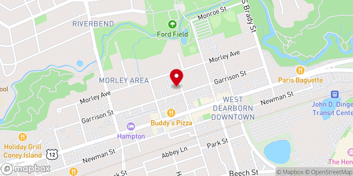 Map showing location of Dearborn First United Methodist Church