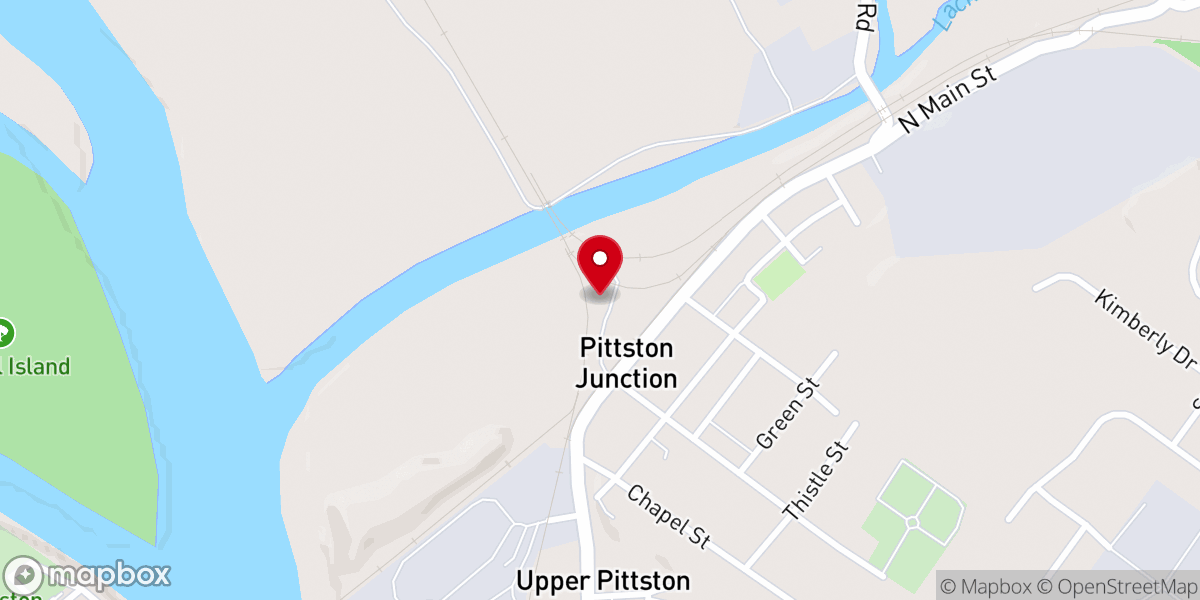 Map showing location of Reading Blue Mountain & Northern Pittston Yard