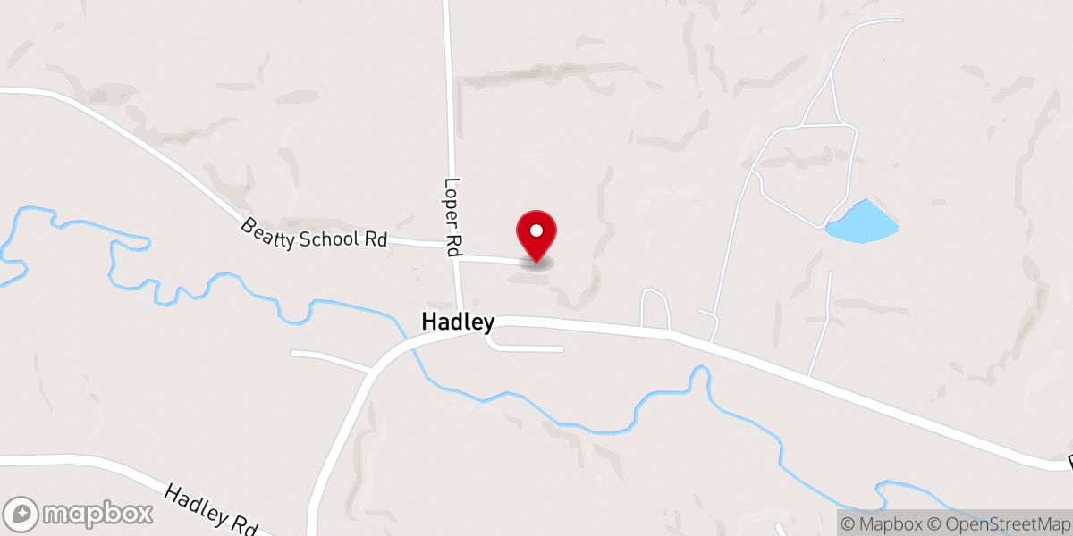 Map showing location of Hadley Presbyterian Church
