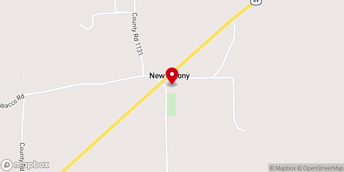 Map showing location of New Colony Baptist Church
