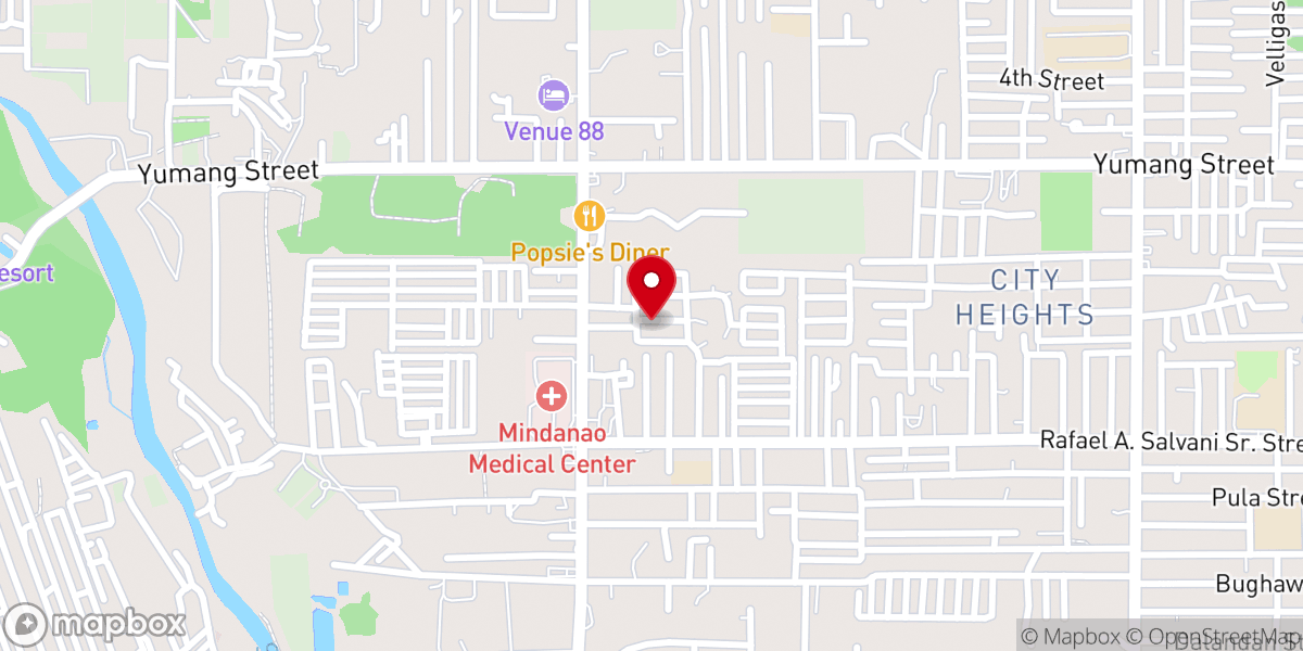 Map showing location of Higher Ground Baptist Church