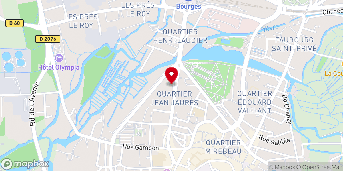 Map showing location of Temple de Bourges (Eglise protestante unie du Cher)