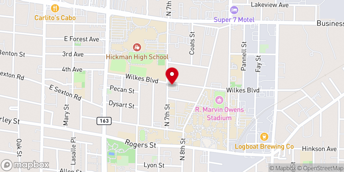 Map showing location of Wilkes Boulevard United Methodist