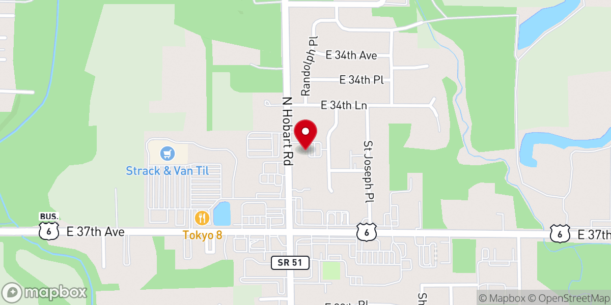 Map showing location of Hobart Trinity United Methodist Church