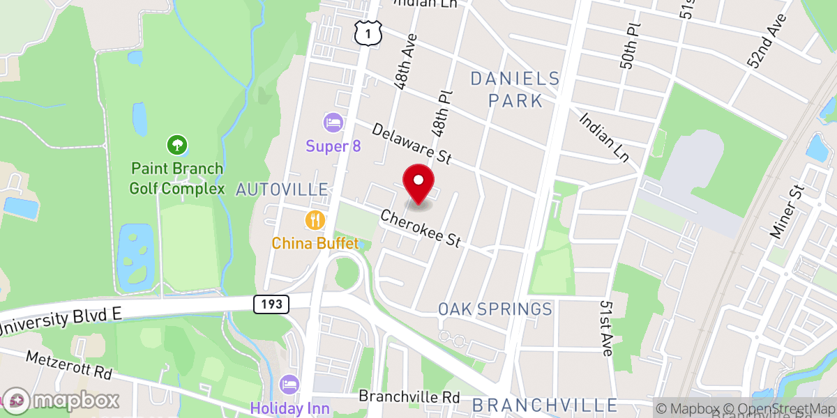 Map showing location of Berwyn Baptist Church