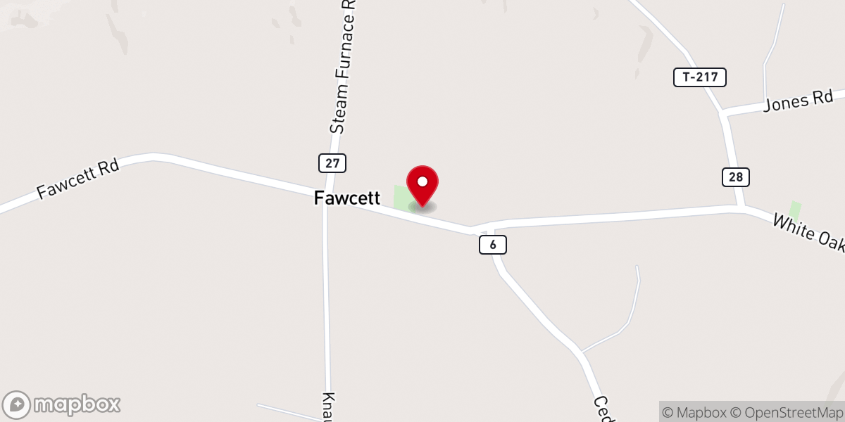 Map showing location of Brush Creek Baptist Church