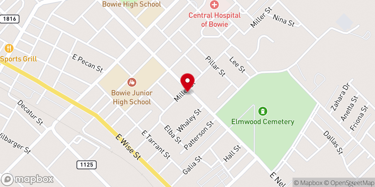 Map showing location of East Side Baptist Church