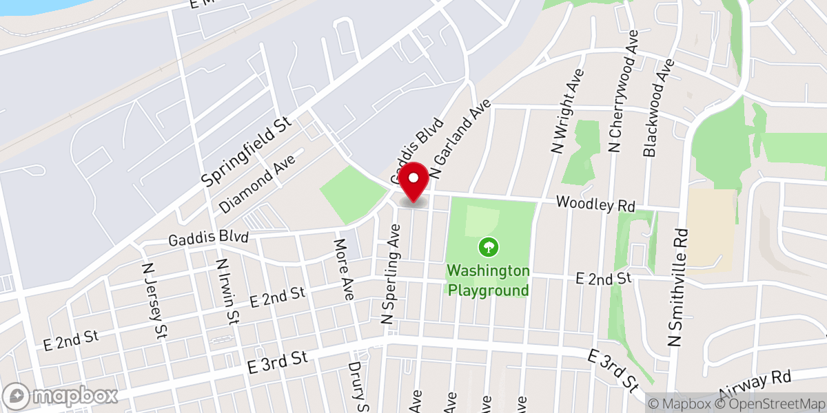 Map showing location of First General Baptist Church