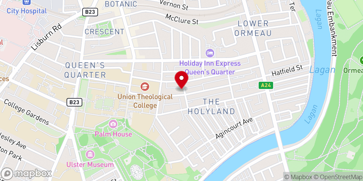 Map showing location of City Church Belfast