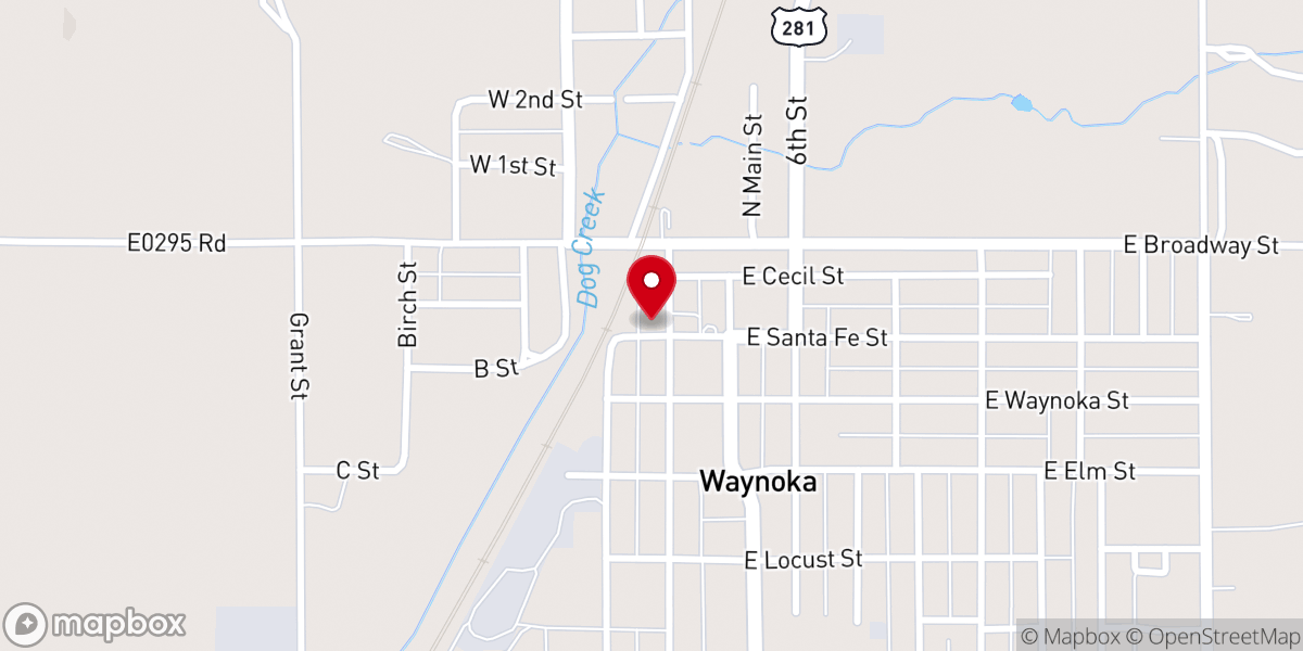 Map showing location of Salt Fork Baptist Association