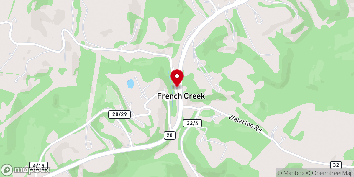 Map showing location of French Creek United Methodist Church