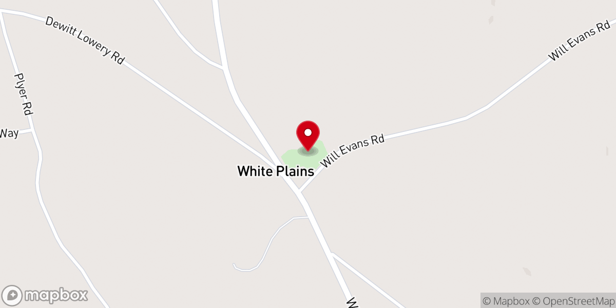 Map showing location of White Plains Baptist Church