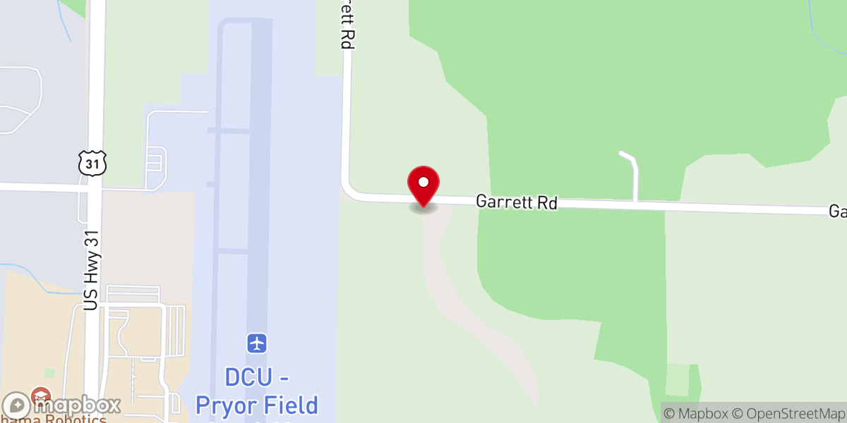 Map showing location of Pryor Chapel Baptist Church