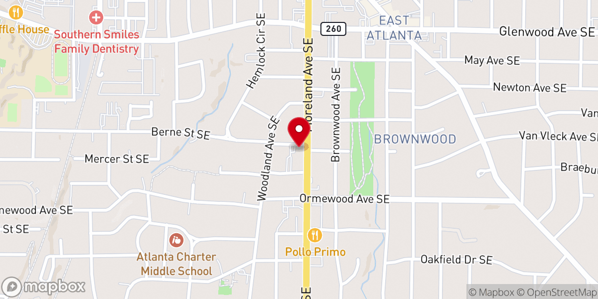 Map showing location of Church Of Christ Moreland Ave