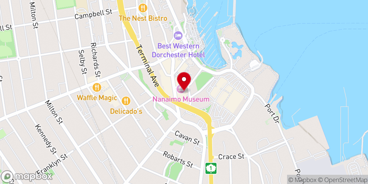 Map showing location of Vancouver Island Conference Centre